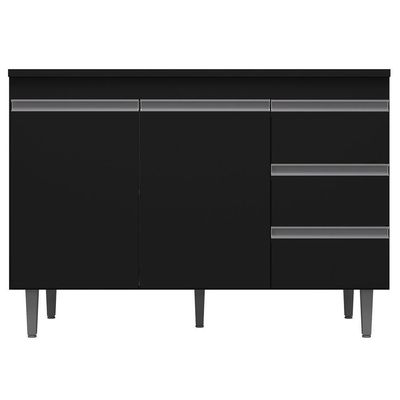 Balcão Gabinete De Pia 100Cm Sem Tampo 2 Portas Preto