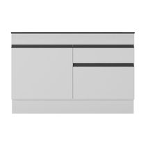 Balcão Cozinha 120cm Com Rodapé 2 Portas 1 Gaveta Veneza Multimóveis V2117 Branco/preto Branco/preto