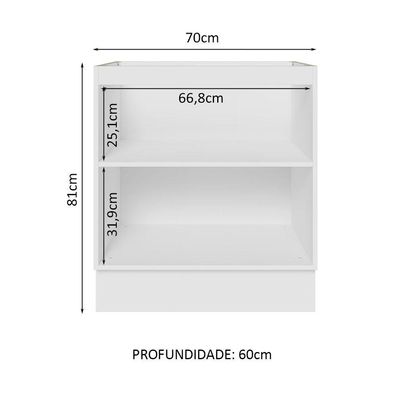 Balcão Madesa 70 Cm 2 Portas - Veludo Sem Tampo Veludo