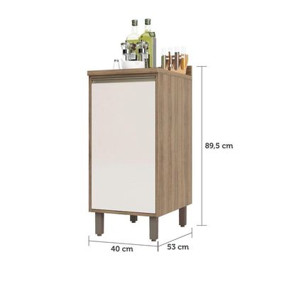 Balcão Cozinha 40 Cm 1 Porta Perola Off Mel Luciane Móveis