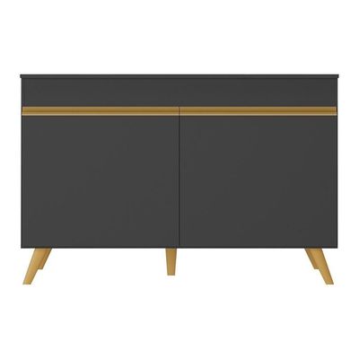 Balcão Cozinha Gabinete Pia 120cm 2 Portas Veneza Multimóveis V3738 Preto/dourado Preto/dourado