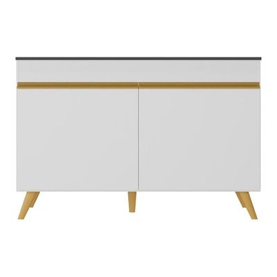 Balcão Cozinha Gabinete Pia 120cm 2 Portas Veneza Multimóveis V3738 Branco/dourado Branco/dourado