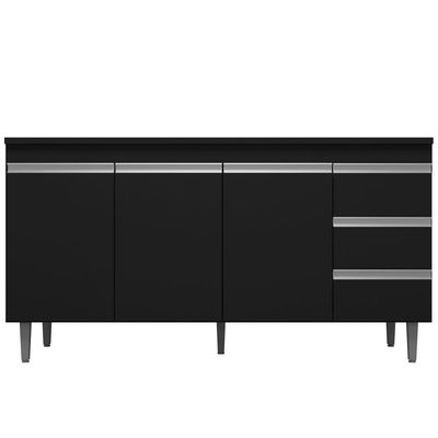 Balcão Gabinete De Pia 160cm Sem Tampo 3 Portas Preto