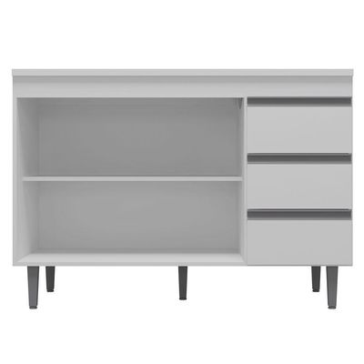 Balcão Gabinete Pia 120Cm E Armário Para Cooktop Branco
