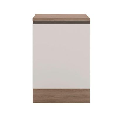 Balcão Com Tampo 58 Cm 1 Porta Etna Poliman Móveis Carvalho Oak E Off White