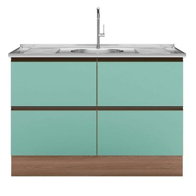 Balcão Para Pia E Cuba 120 Cm 2 Portas 3 Gavetas Etna Poliman Móveis Carvalho Oak/menta