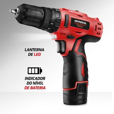 Parafusadeira E Furadeira 12V Com Maleta Mondial - Pi-12Ma Bivolt