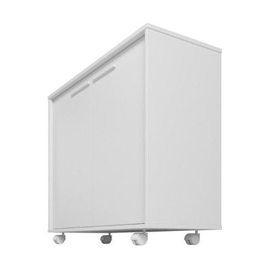 Balcão Em Mdp Com 2 Portas 2 Prateleiras E 4 Pés Com Rodízios Brv Móveis Branco