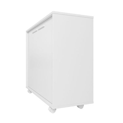 Balcão Em Mdp Com 2 Portas 2 Prateleiras E 4 Pés Com Rodízios Brv Móveis Branco
