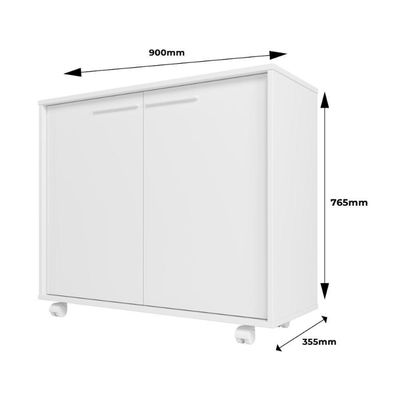 Balcão Em Mdp Com 2 Portas 2 Prateleiras E 4 Pés Com Rodízios Brv Móveis Branco