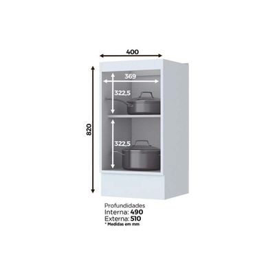 Gabinete De Cozinha Modulado Balcão Americana C/ 1 Porta S/ Tampo Branco - Henn