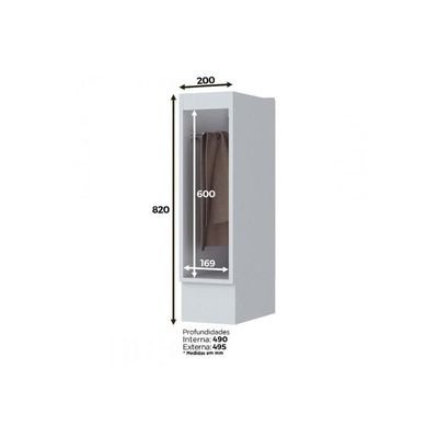 Balcão De Cozinha Americana C/ Porta Toalha S/ Tampo 20cm Branco - Henn