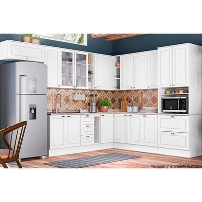 Gabinete De Cozinha Modulado Balcão Americana C/ 1 Porta S/ Tampo Branco - Henn