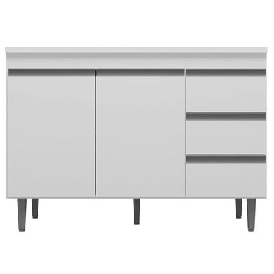 Balcão Sem Tampo 100Cm 2 Portas 3 Gavetas Andréia Branco