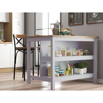 Bancada Gourmet Ilha Cozinha C Ilumina Ditália 2prat Cinza