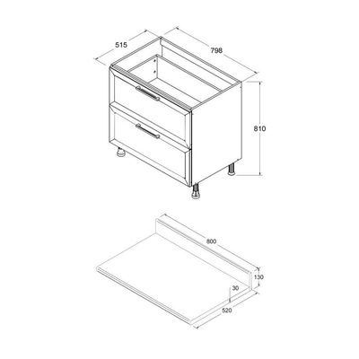 Balcão De Cozinha Ditália Aspen 2 Gv Vid Com Tampo Cv Cd-108