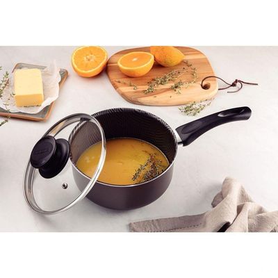 Panela Tramontina Paris Antiaderente Starflon Max Chumbo Com Tampa De Vidro 16 Cm 1,5 L Tramontina