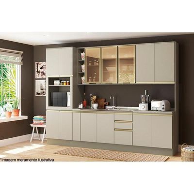 Balcão De Cozinha Connect C/ Porta Condimentos C/tampo Duna/cristal - Henn