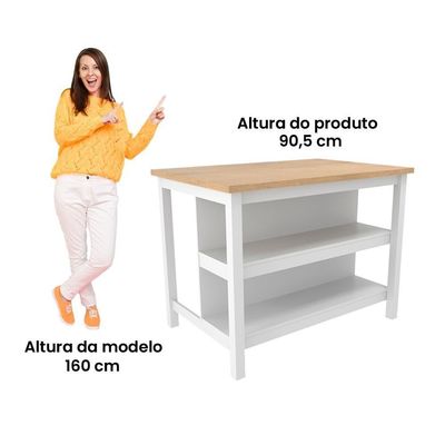 Bancada Gourmet Ilha Cozinha com Iluminação Ditália Branco