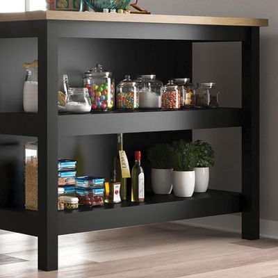 Bancada Gourmet Ilha Cozinha C Ilumina Ditália 2prat Preto