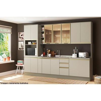 Balcão De Cozinha Modulado Porta Condimentos Connect C/tampo Duna/cristal - Henn