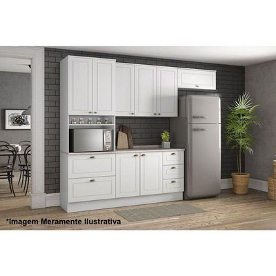 Balcão De Cozinha Americana 2 Portas E 3 Gavetas P/ Pia 120cm S/tampo Branco - Henn