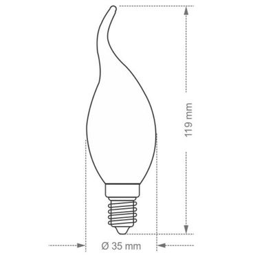 Lâmpada Led Filamento Vela Chama B35 Taschibra E14/e27 110v