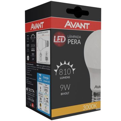 Kit 10 Lâmpadas Led Pêra 9W Bivolt Amarelo 3000K Amarelo 3000K