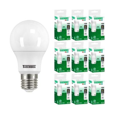 Kit 10 Lâmpadas Led Bulbo Tkl 15w Taschibra E27 Bivolt 4000k Luz Neutra