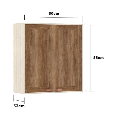 Armário Aéreo De Cozinha 80 Cm 2 Portas 2 Prateleiras