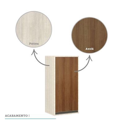 Armário Aéreo 1 Porta 1 Prateleira 40cm Pátina C/Avelã