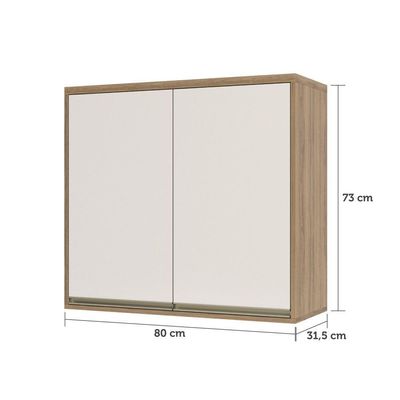 Armário Aéreo 80cm 2 Portas 1 Prateleira Mel Vanilla