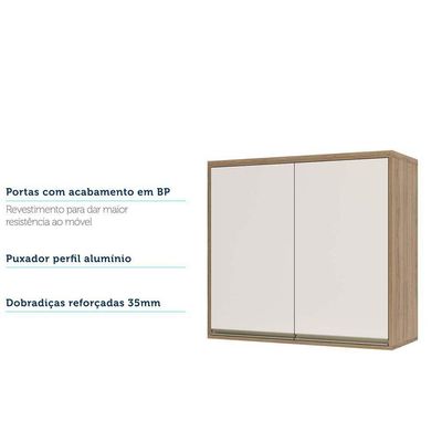 Armário Aéreo 80cm 2 Portas 1 Prateleira Mel Vanilla