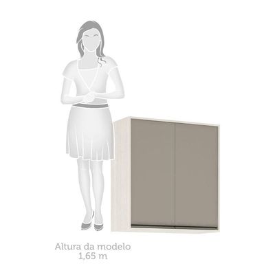 Armário Aéreo De Cozinha 80cm 2 Portas 2 Prateleiras Linea