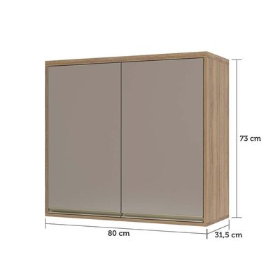 Armário Aéreo 80cm 2 Portas 1 Prateleira Mel Vanilla