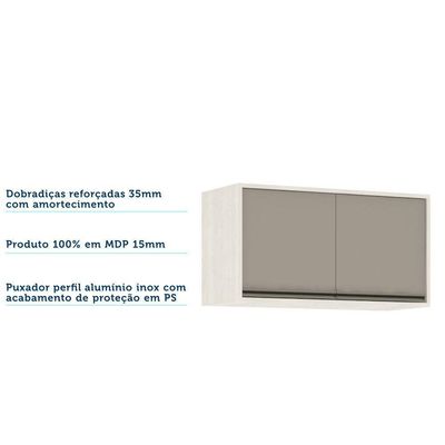 Armário Aéreo De Cozinha 80cm 2 Portas Linea Pátina