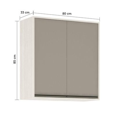 Armário Aéreo De Cozinha 80cm 2 Portas 2 Prateleiras Linea