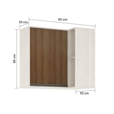 Armário Aéreo Canto Reto De Cozinha 95cm 2pt 4 Prateleiras