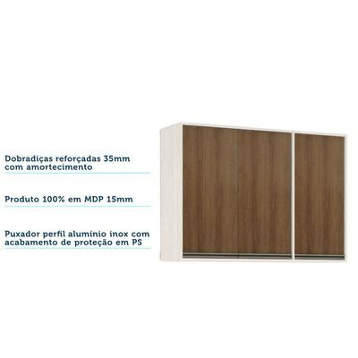 Armário Aéreo De Cozinha 120cm 3 Portas 5 Prateleiras Linea
