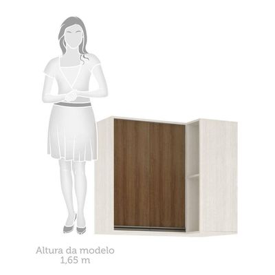 Armário Aéreo Canto Reto De Cozinha 95cm 2pt 4 Prateleiras