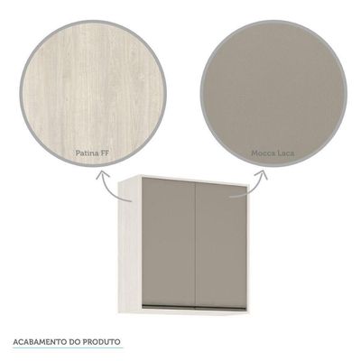 Armário Aéreo De Cozinha 80cm 2 Portas 2 Prateleiras Linea
