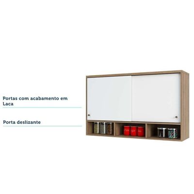 Armário Aéreo 120cm 2 Portas De Correr E Nicho Inferior Mel