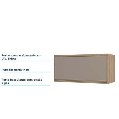Armário Aéreo 80cm 1 Porta Basculante Mel Vanilla C/Graf