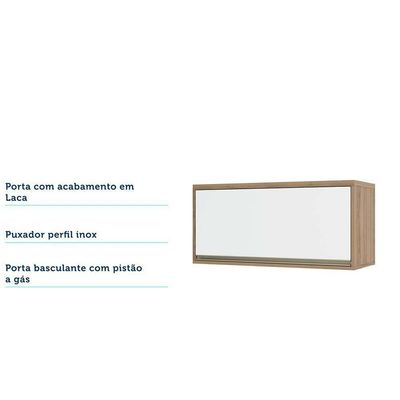 Armário Aéreo 80cm 1 Porta Basculante Mel Vanilla C/Branco