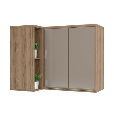 Armário Aéreo Canto Reto 95cm 2 Portas 1 Prateleira Mel