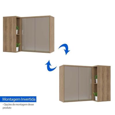 Armário Aéreo Canto Reto 95cm 2 Portas 1 Prateleira Mel