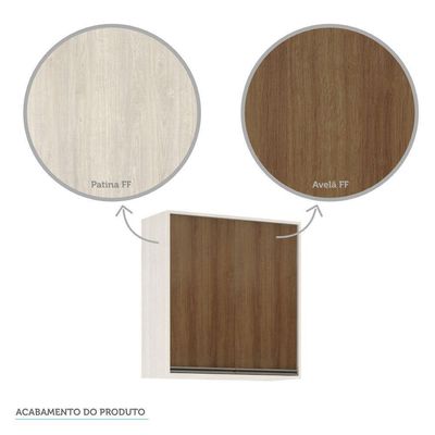 Armário Aéreo De Cozinha 80cm 2 Portas 2 Prateleiras Linea