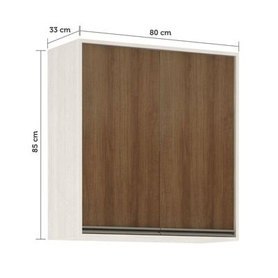 Armário Aéreo De Cozinha 80cm 2 Portas 2 Prateleiras Linea