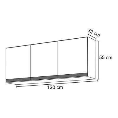 Armário Aéreo De Cozinha 3 Portas 120Cm Andréia Branco