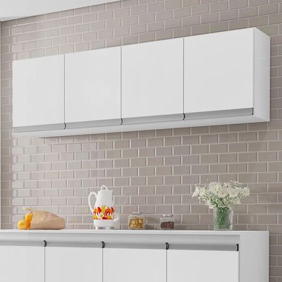 Armário Aéreo De Cozinha 4 Portas 160Cm Andréia Branco